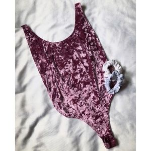 Shein Crushed Velvet Thong Bodysuit